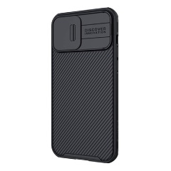 iPhone 14 NILLKIN CAMSHIELD PRO szilikon telefonvédő ütésállóság, csíkos, FEKETE