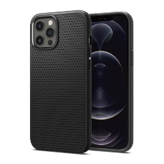 iPhone 12 Pro SPIGEN LIQUID AIR szilikon telefonvédő ütésállóság, rombusz, FEKETE