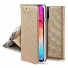 Samsung A13 4G Gigapack tok álló, bőr hatású FLIP, rombusz, ARANY