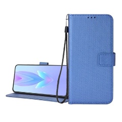 Honor 200 Pro 5G Gigapack Tok álló, bőr hatású FLIP, rombusz + kézpánt, SÖTÉTKÉK