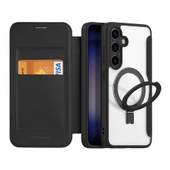 Samsung S24 Plus 5G DUX DUCIS SKIN X PRO tok álló, bőr hatású FLIP, MagSafe, FEKETE