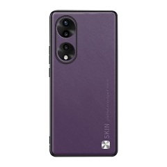 Honor 90 5G Gigapack Szilikon telefonvédő bőr hatású hátlap, metál dekor, LILA