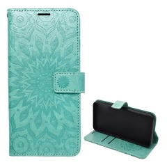 Samsung A52s 5G GIGAPACK Tok álló, bőr hatású FLIP, mandala, CYAN