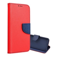 Redmi Note 14 Pro 5G GIGAPACK Tok álló, bőr hatású FLIP, textil hatás, PIROS/KÉK