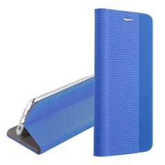 Xiaomi Poco X5 5G Gigapack Tok álló, bőr hatású FLIP, textil minta, VILÁGOSKÉK