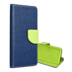 Redmi Note 12S Gigapack Tok álló, bőr hatású FLIP, textil hatás, KÉK/ZÖLD