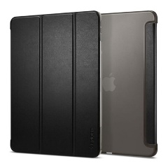 IPAD Pro 13 (2024) SPIGEN SMART FOLD tok álló, bőr hatású aktív FLIP, asztali tartó, FEKETE