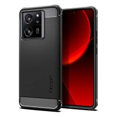 Xiaomi 13T Pro SPIGEN RUGGED ARMOR szilikon telefonvédő ütésállóság, karbon minta, FEKETE