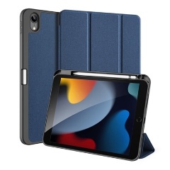 IPAD 10.9 (2022) DUX DUCIS DOMO tok álló, bőr hatású aktív, textil minta, SÖTÉTKÉK