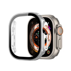 Apple Watch Ultra 2 49mm DUX DUCIS HAMO műanyag keret ütésállóság, fém hatás + kijelzővédő, EZÜST