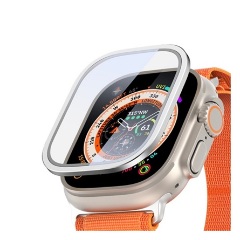 Apple Watch Ultra 2 49mm DUX DUCIS FLAS kijelzővédő üveg alumínium keret, 9H, EZÜST
