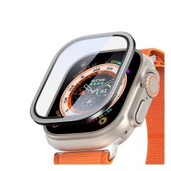 Apple Watch Ultra 2 49mm DUX DUCIS FLAS kijelzővédő üveg alumínium keret, 9H, FEKETE