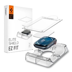 Apple Watch Series 10 42mm SPIGEN ELITE SHIELD EZ FIT kijelzővédő fólia 2db full screen, PET + segédkeret, ÁTLÁTSZÓ