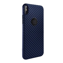 iPhone XS 5.8 HOCO DELICATE SHADOW szilikon telefonvédő karbon minta, logó kivágás, SÖTÉTKÉK