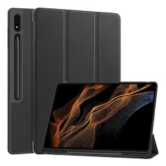 Samsung Tab S10 Ultra LTE GIGAPACK Tok álló, bőr hatású aktív FLIP, ceruza tartó, FEKETE