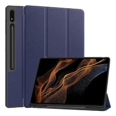 Samsung Tab S10 Ultra LTE GIGAPACK Tok álló, bőr hatású aktív FLIP, ceruza tartó, SÖTÉTKÉK