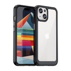 iPhone 15 Plus Gigapack Szilikon telefonvédő ütésállóság, átlátszó hátlap, FEKETE
