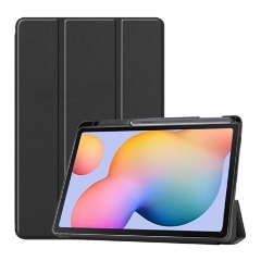 Samsung Tab S6 Lite 10.4 LTE Gigapack Tok álló, bőr hatású aktív FLIP, ceruza tartó, FEKETE