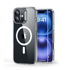 iPhone 16 5G ESR HYBRID HALOLOCK szilikon telefonvédő ütésállóság, MagSafe + képernyővédő üveg, ÁTLÁTSZÓ