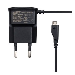 SAMSUNG hálózati töltő (3.5W + fix microUSB kábel) FEKETE (Gigapack csomagolás)