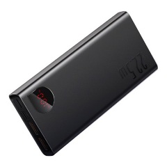 BASEUS ADAMAN METAL vésztöltő 2 USB+Type-C+microUSB aljzat 20000mAh, LED, FEKETE