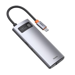 BASEUS Type-C HUB 6in1 aktív, PD gyorstöltő, SÖTÉTSZÜRKE
