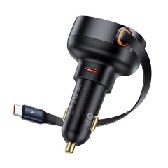 BASEUS ENJOYMENT PRO autós töltő Type-C aljzat 60W, PD gyorstöltő 3.0 + Type-C kábel, FEKETE