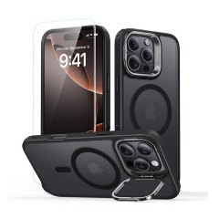 iPhone 16 Pro Max 5G ESR CLASSIC HYBRID szilikon telefonvédő ütésállóság, matt + képernyővédő üveg, FEKETE