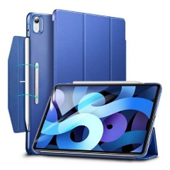 IPAD Air 2020 ESR ASCEND tok álló, bőr hatású aktív FLIP, ceruza tartó, SÖTÉTKÉK