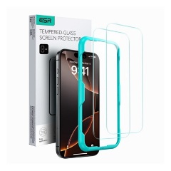 iPhone 16 Pro Max 5G ESR képernyővédő üveg 2db 2.5D, 9H + segédkeret, ÁTLÁTSZÓ