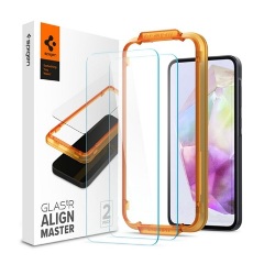 Samsung A55 5G SPIGEN ALM FC képernyővédő üveg 2db 2.5D, színkiemelés, ÁTLÁTSZÓ