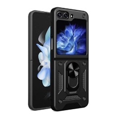 Samsung Z Flip6 5G Gigapack Defender szilikon telefonvédő ütésállóság, tartógyűrű, FEKETE
