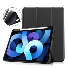 IPAD Pro 11 (2022) Gigapack Tok álló, bőr hatású aktív FLIP, ceruza tartó, FEKETE