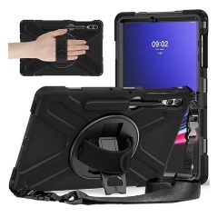 Samsung Tab S9 FE Plus LTE Gigapack Defender műanyag telefonvédő ütésállóság, vállpánt, FEKETE