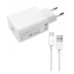 XIAOMI hálózati töltő USB aljzat (18W, gyorstöltő + Type-C kábel) FEHÉR (Gigapack csomagolás)