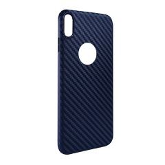 iPhone XR 6.1 HOCO DELICATE SHADOW szilikon telefonvédő karbon minta, logó kivágás, SÖTÉTKÉK