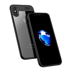 iPhone XS 5.8 IPAKY szilikon telefonvédő ütésállóság, akril hátlap, FEKETE