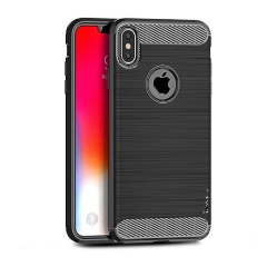 iPhone XS Max 6.5 IPAKY szilikon telefonvédő ütésállóság, logó kivágás, FEKETE