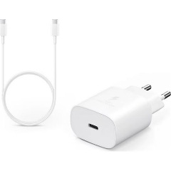 SAMSUNG hálózati töltő Type-C aljzat (25W, PD gyorstöltő 3.0 + EP-DG980BWE Type-C kábel) FEHÉR (Gigapack csomagolás)