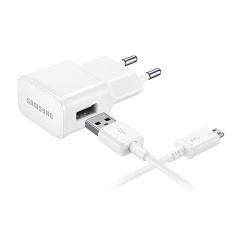 SAMSUNG hálózati töltő USB aljzat (8W + ECB-DU4AWE/ECB-DU68WE microUSB kábel) FEHÉR (Gigapack csomagolás)
