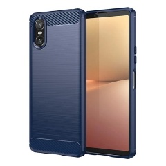 Sony Xperia 10 VI 5G Gigapack Szilikon telefonvédő ütésállóság, karbon minta, SÖTÉTKÉK