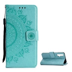 Huawei Nova 5T Gigapack Tok álló, bőr hatású FLIP, mandala, CYAN