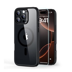 iPhone 16 Pro 5G ESR HYBRID HALOLOCK szilikon telefonvédő ütésállóság, MagSafe + képernyővédő üveg, ÁTLÁTSZÓ/FEKETE