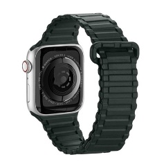Apple Watch Series 10 42mm DUX DUCIS pótszíj egyedi méret, mágneses, SÖTÉTZÖLD