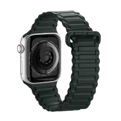 Apple Watch Series 10 46mm DUX DUCIS pótszíj egyedi méret, mágneses, SÖTÉTZÖLD
