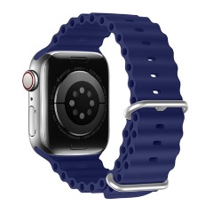 Apple Watch Series 10 46mm DUX DUCIS pótszíj egyedi méret, hullám, SÖTÉTKÉK