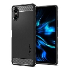 Sony Xperia 10 VI 5G SPIGEN RUGGED ARMOR szilikon telefonvédő ütésállóság, karbon minta, FEKETE