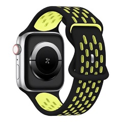 Apple Watch Series 10 46mm Gigapack Pótszíj egyedi méret, légáteresztő, FEKETE/SÁRGA