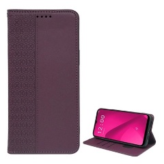 T Phone 2 5G Gigapack Tok álló, bőr hatású FLIP, lóhere, SÖTÉTLILA
