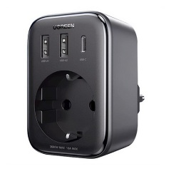 UGREEN hálózati elosztó 2 USB+Type-C+hálózati aljzat 30W, PD gyorstöltő, FEKETE